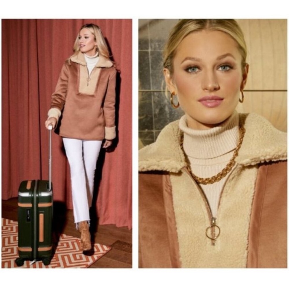 Tuckernuck | NEW Stella Camel Shearling 1/4 Zip Sherpa Jacket Size L